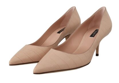 Dolce & Gabbana - Elegant Nude Mid-Heel Leather Pumps