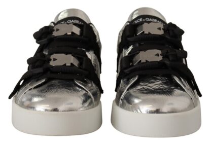 Dolce & Gabbana - Elegant Black Silver Low Top Sneakers