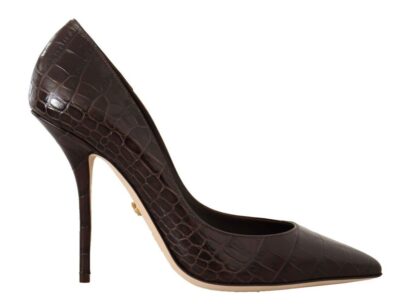 Dolce & Gabbana - Brown Crocodile Leather Pointed Toe Pumps Shoes