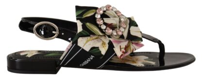 Dolce & Gabbana - Floral Crystal-Embellished Silk Slide Sandals