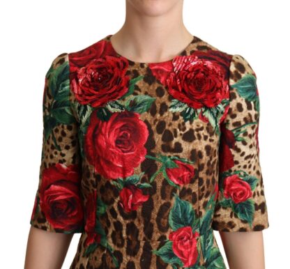 Dolce & Gabbana - Chic Leopard Print Sequin Flora A-Line Dress