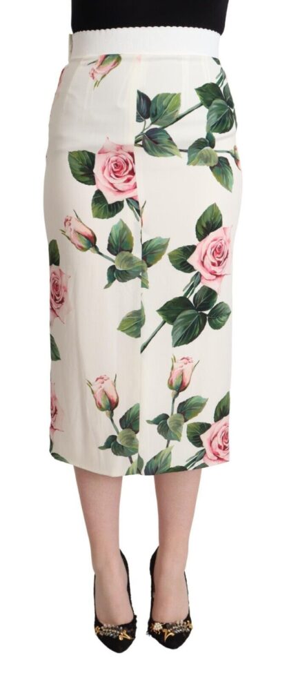 Dolce & Gabbana - Elegant Rose Printed Silk Midi Skirt