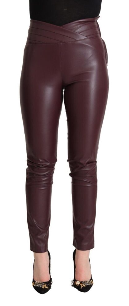 Patrizia Pepe - High Waist Leather Skinny Pants in Chic Brown