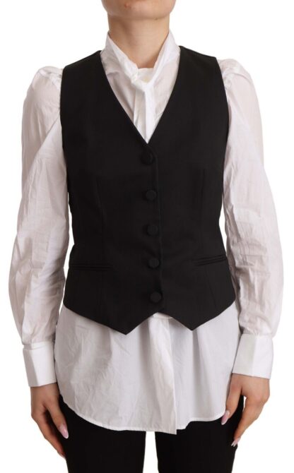 Dolce & Gabbana - Elegant Silk Blend Black Vest Top