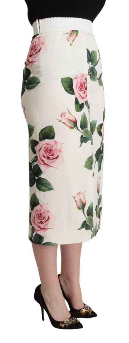 Dolce & Gabbana - Elegant Rose Printed Silk Midi Skirt