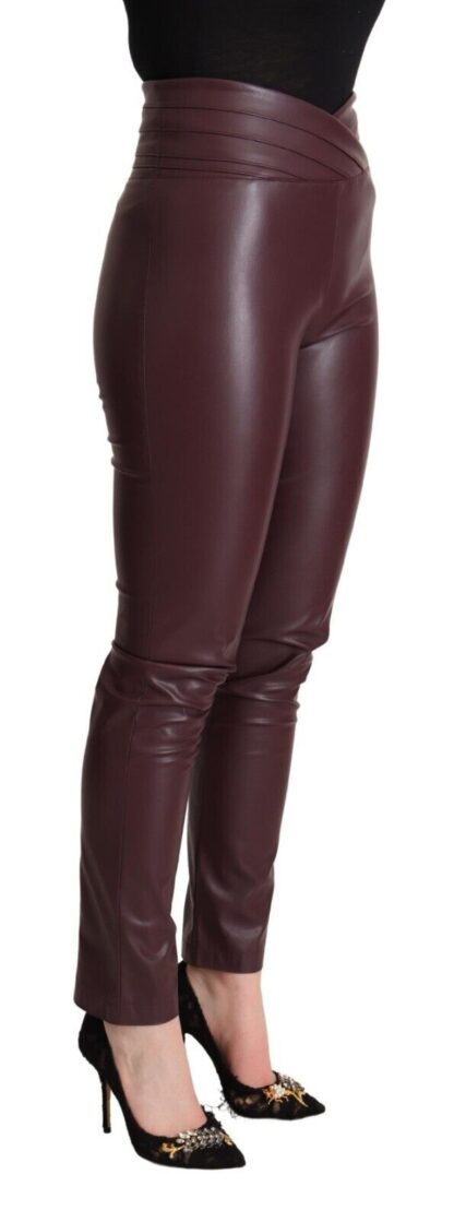 Patrizia Pepe - High Waist Leather Skinny Pants in Chic Brown