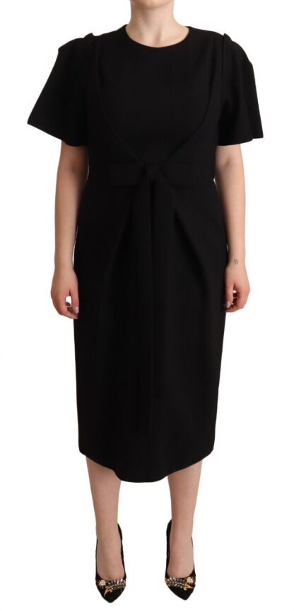 Dolce & Gabbana - Elegant Black Midi Dress with Bow Detail