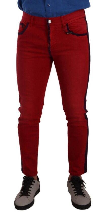 Dolce & Gabbana - Red Cotton Stretch Skinny Denim Trouser Jeans