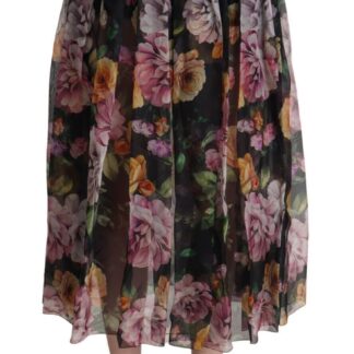 Dolce & Gabbana - Elegant Rose Printed Silk Midi Skirt