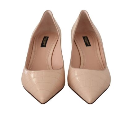 Dolce & Gabbana - Elegant Nude Mid-Heel Leather Pumps