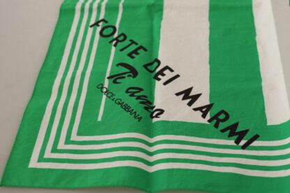 Dolce & Gabbana - Green Striped Cotton Square Foulard Wrap Scarf