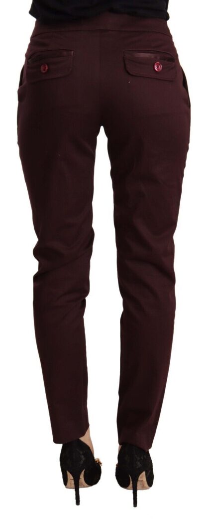 Just Cavalli - Maroon Mid Waist Skinny Women Trouser Pants