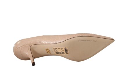 Dolce & Gabbana - Elegant Nude Mid-Heel Leather Pumps