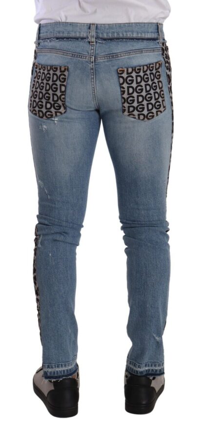 Dolce & Gabbana - Elegant Slim Fit Denim with Leopard Details