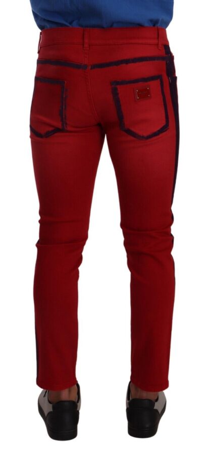 Dolce & Gabbana - Red Cotton Stretch Skinny Denim Trouser Jeans