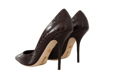 Dolce & Gabbana - Brown Crocodile Leather Pointed Toe Pumps Shoes