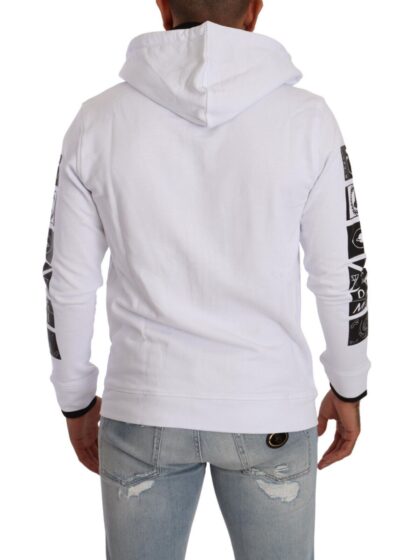 Frankie Morello - Chic White Hooded Zipper Sweatshirt Jacket