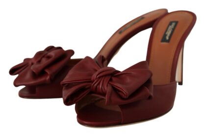 Dolce & Gabbana - Elegant Bow Applique Leather Heeled Sandals