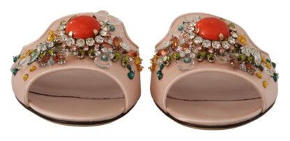 Dolce & Gabbana - Crystal-Embellished Leather Slide Flats