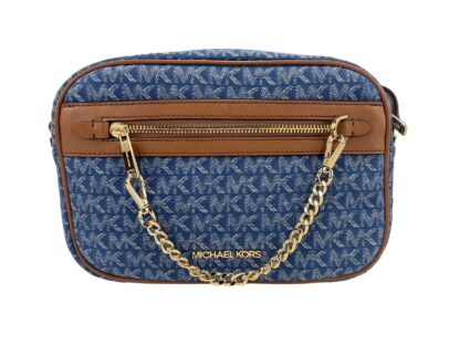 Michael Kors - Jet Set East West Denim Signature Zip Chain Crossbody Bag Purse