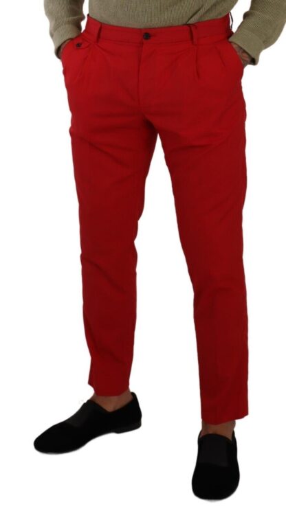 Dolce & Gabbana - Red Cotton Skinny Formal Men Dress Pants