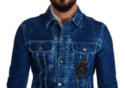 Dolce & Gabbana - Elegant Denim Jacket with Crown Embroidery