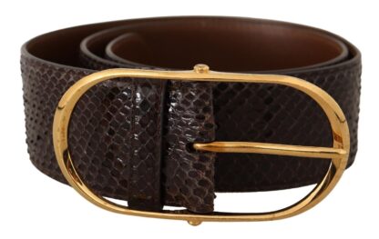 Dolce & Gabbana - Elegant Python Leather Belt with Gold Buckle