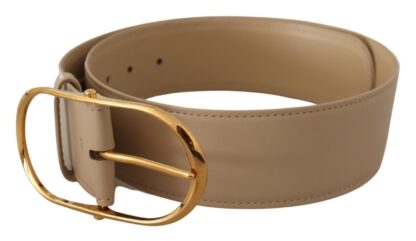 Dolce & Gabbana - Beige Leather Gold Metal Oval Buckle Belt