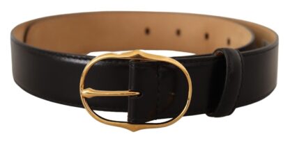 Dolce & Gabbana - Elegant Black Leather Belt with Gold Buckle