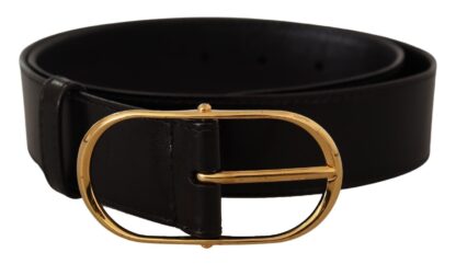 Dolce & Gabbana - Black Leather Gold Metal Oval Buckle Belt