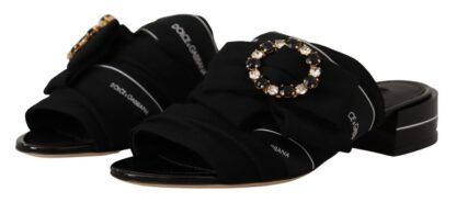 Dolce & Gabbana - Elegant Black Crystal-Embellished Slides