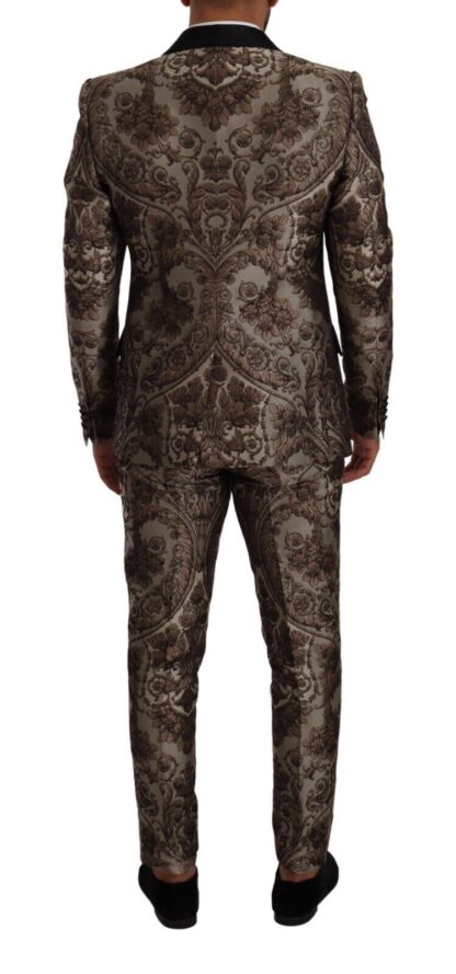 Dolce & Gabbana - Elegant Brown Gray Jacquard Men's Suit