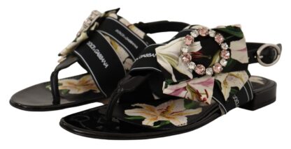 Dolce & Gabbana - Floral Crystal-Embellished Silk Slide Sandals