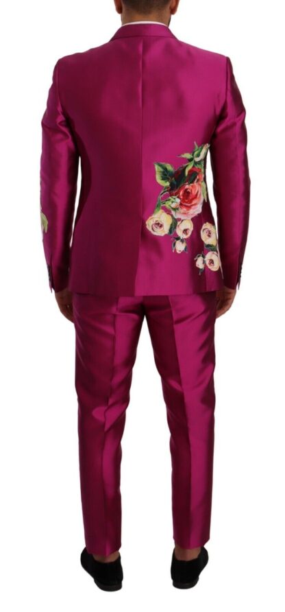 Dolce & Gabbana - Pink MARTINI Floral Silk Slim 3 Piece Set Suit