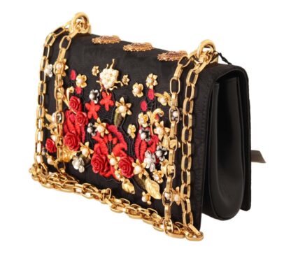 Dolce & Gabbana - Embellished Brocade Shoulder Bag with Gold Accents