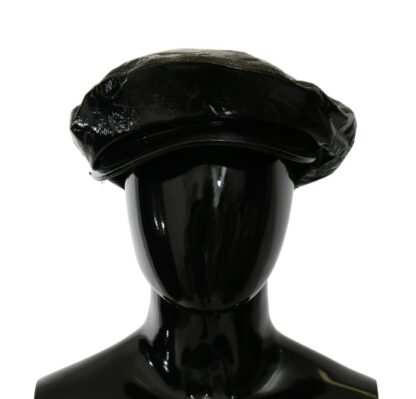 Dolce & Gabbana - Elegant Floral-Lined Bucket Cap in Smooth Black Leather