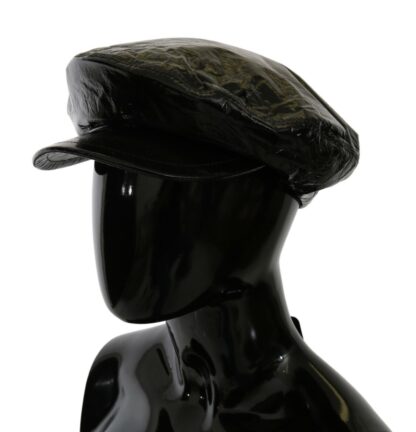 Dolce & Gabbana - Elegant Floral-Lined Bucket Cap in Smooth Black Leather