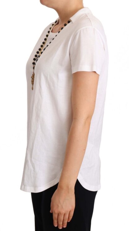 Dolce & Gabbana - Elegant Short-Sleeved Tee with Gold Cross Pendant