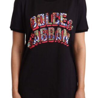 Dolce & Gabbana - Elegant Black Cotton Tee with Vibrant Logo