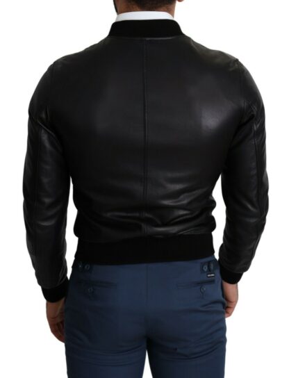 Dolce & Gabbana - Elegant Black Leather Bomber Jacket