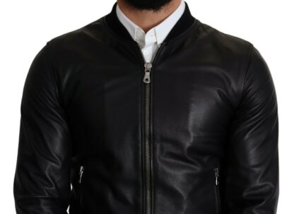 Dolce & Gabbana - Elegant Black Leather Bomber Jacket