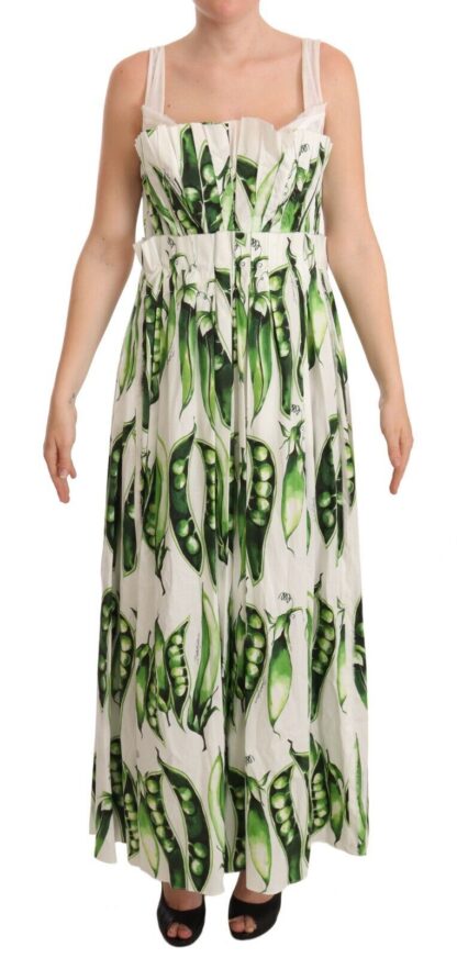 Dolce & Gabbana - Elegant Pea Pod Print Maxi Dress