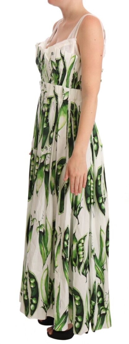 Dolce & Gabbana - Elegant Pea Pod Print Maxi Dress