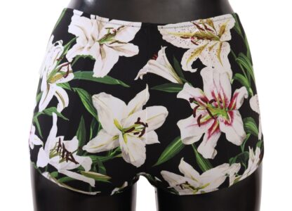 Dolce & Gabbana - Black Lilies Print High Waist Bikini Bottom