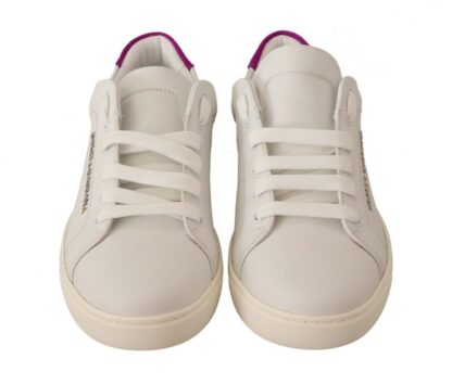 Dolce & Gabbana - Elegant White Purple Sneakers Luxury Footwear