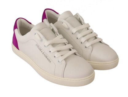 Dolce & Gabbana - Elegant White Purple Sneakers Luxury Footwear