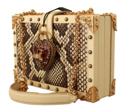 Dolce & Gabbana - Chic Yellow Box Clutch with Heart Twist