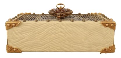 Dolce & Gabbana - Chic Yellow Box Clutch with Heart Twist