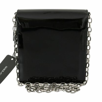 Dolce & Gabbana - Chic Patent Leather Clutch with Silver Accents