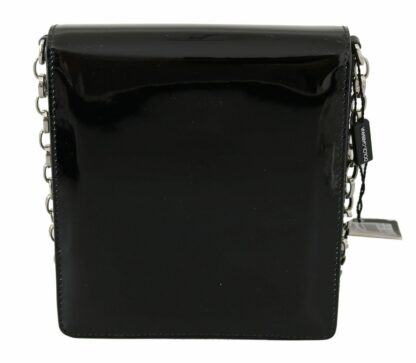 Dolce & Gabbana - Chic Patent Leather Clutch with Silver Accents